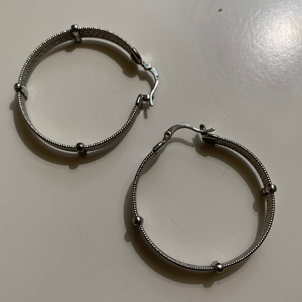 Silver hoops with a retro vibe